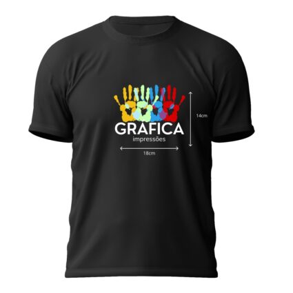 Camiseta personalizada em Curitiba com estampa DTF tamanho 18x14