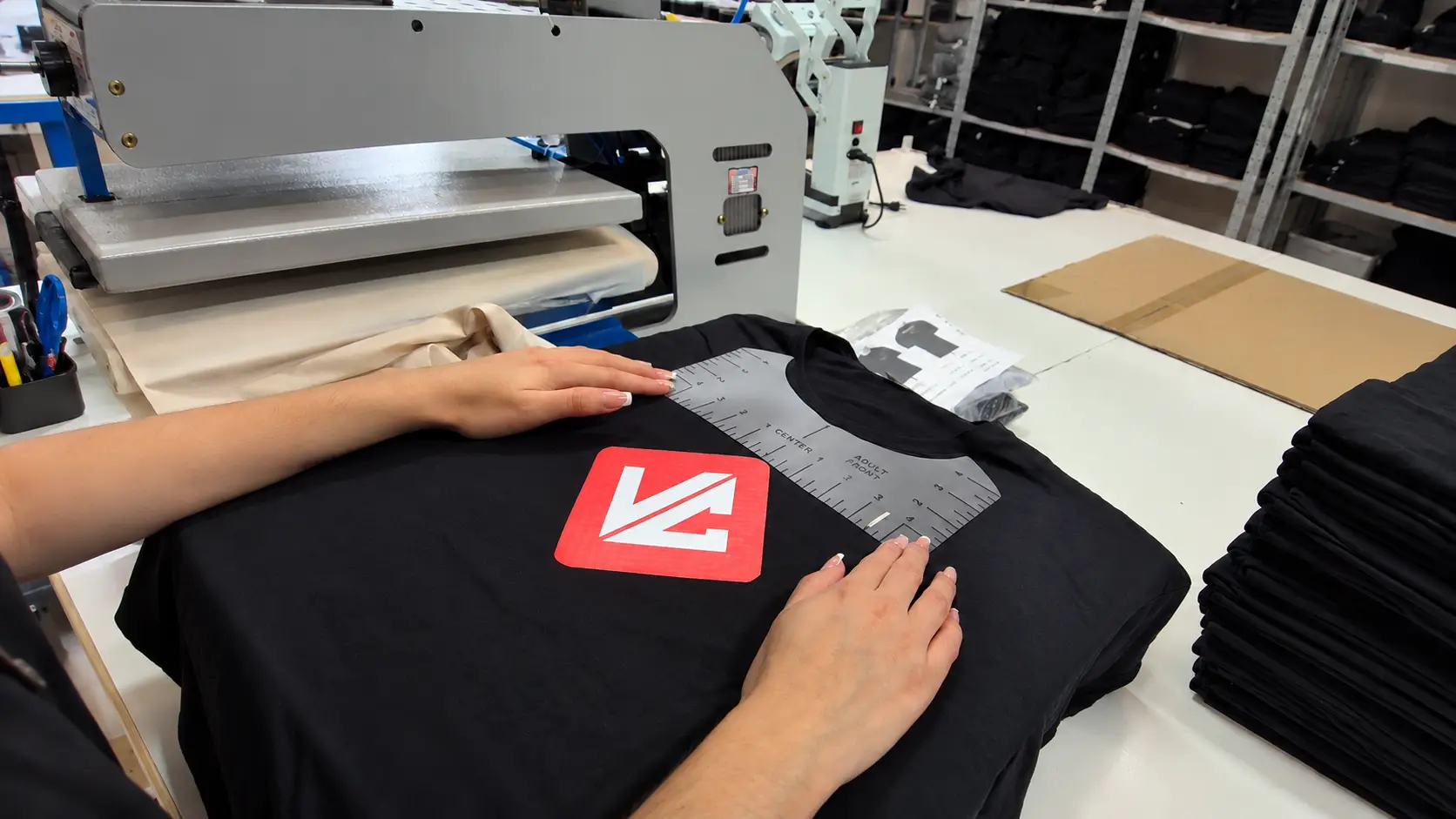 Conferência de posicionamento de personalização em camiseta VCSTILO